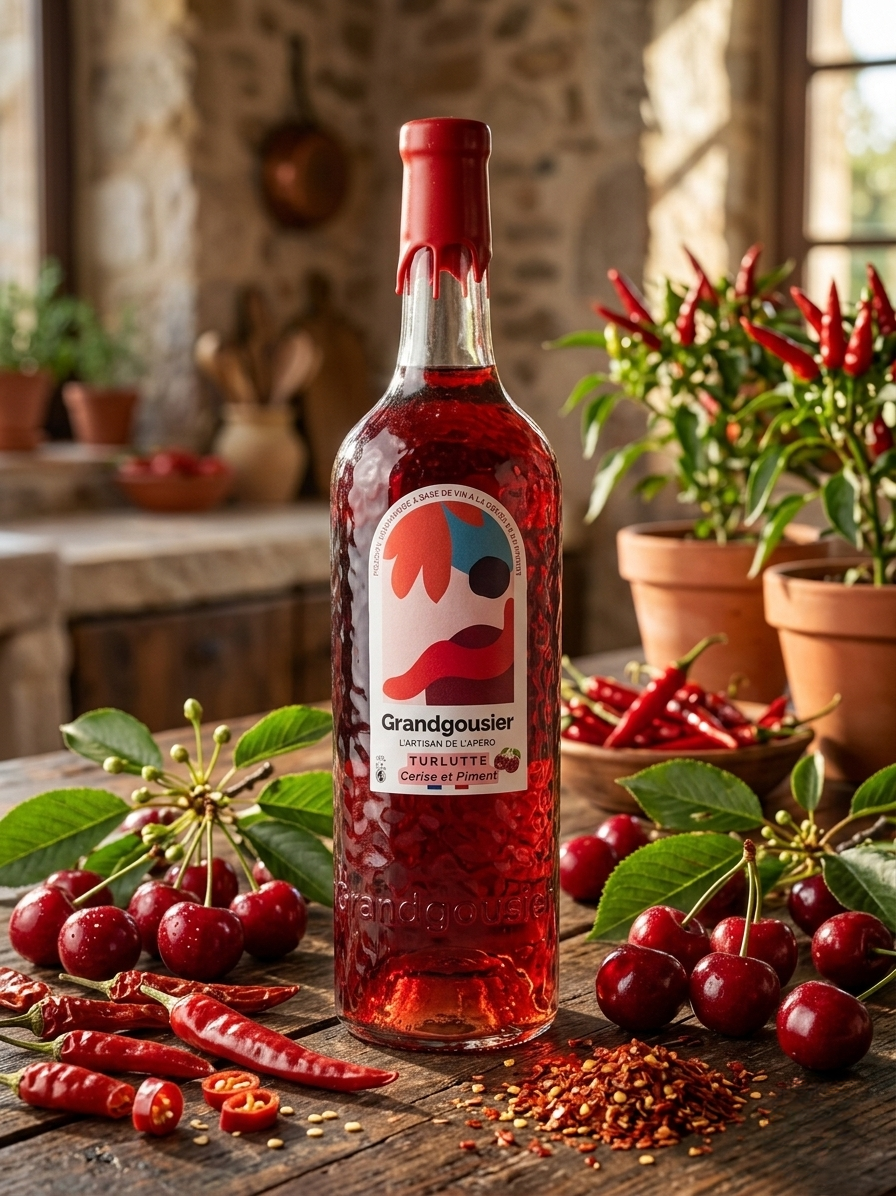 Bouteille Gargantua Grandgousier apéritif Cerise Piment 